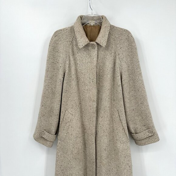 vintage 80s FORENZA coat trench heathered zig zag print the limited wool ivory S - Picture 4 of 11